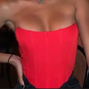 White Fox Boutique Red Strapless Corset Top